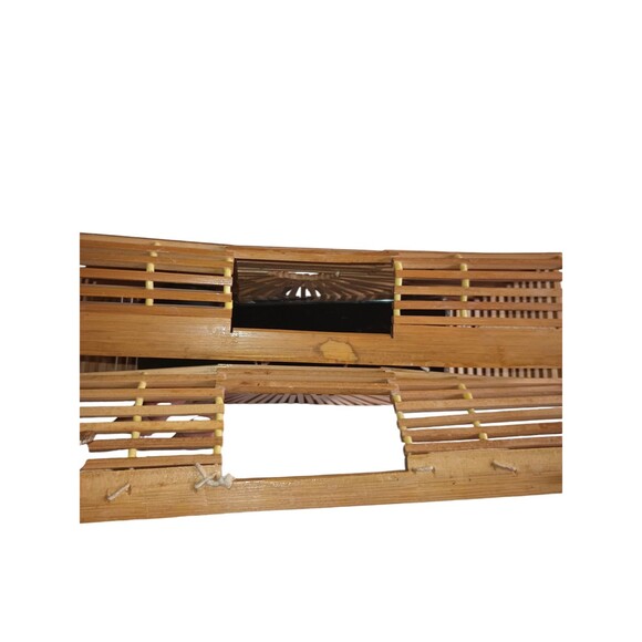 Bamboo Wood Handmade Half Moon Basket Handbag - Picture 6 of 12